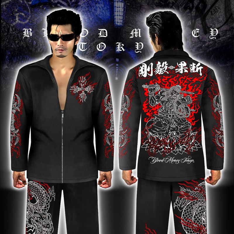 セットアップジャージ (長袖+長ズボン) 服 BLOOD MONEY TOKYO 不動明王