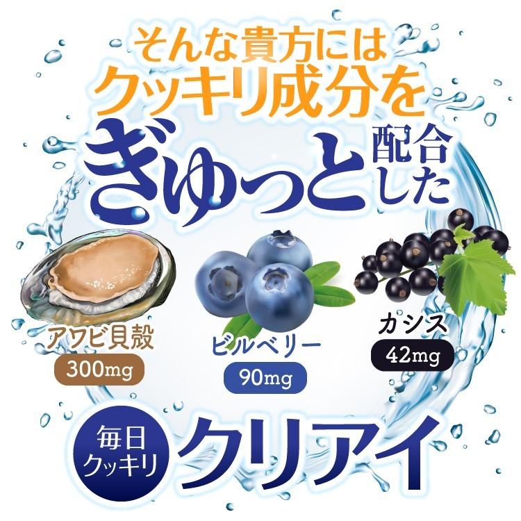 そんな普段から仕事もプライベートも頑張りすぎちゃう人に、 アワビ、ブルーベリー、カシスなどを配合した 目の健康維持に「毎日クッキリ クリアイ」サプリです