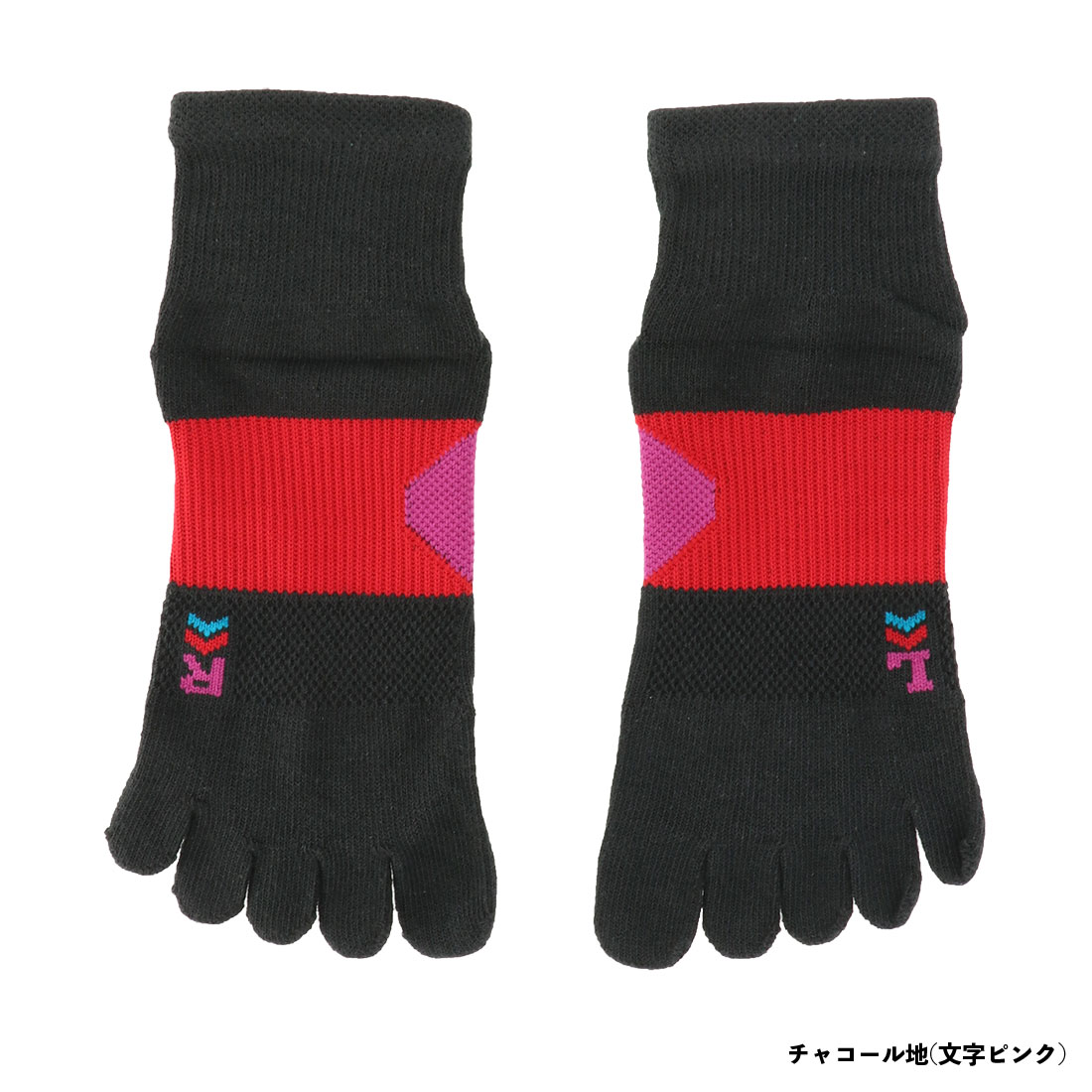 FITNESS すべり止め付き 5本指 スポーツソックス ショート丈 22-25cm