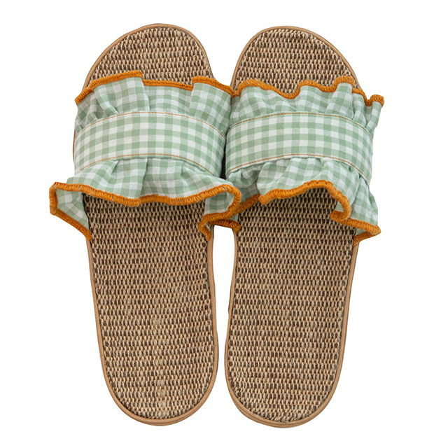 BISQUE スリッパM Check Frill チェックフリル 23 23.5 24 24.5