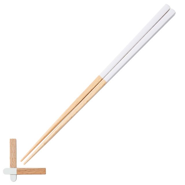 箸&amp;箸置きセット PECCHIN ぺっちん 日本製 23cm 天然木 食洗機対応 ビスク