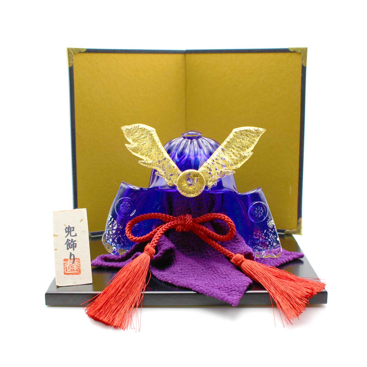 ガラスの兜飾り 弦月 gengetsu（紫） 桐箱入 FIORETTO フィオ