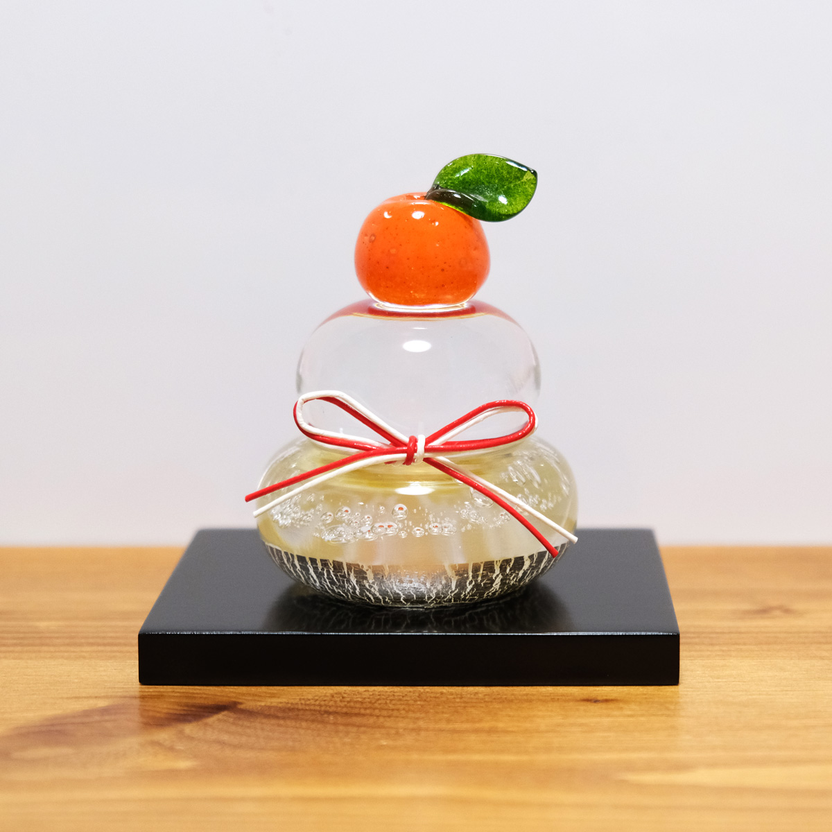 ガラスの鏡餅（S） glass calico グラスキャリコ ハンドメイド ガラス