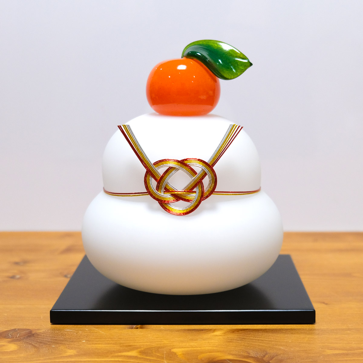 送料無料】ガラスの白い鏡餅 特大 (LL) 化粧箱入 glass calico グラス