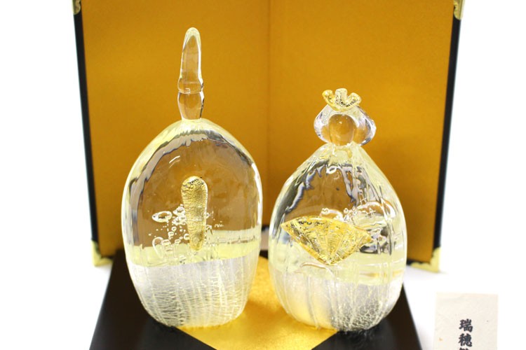 ガラスのお雛様 瑞穂雛 (みずほびな) 大 (L) glass calico グラス