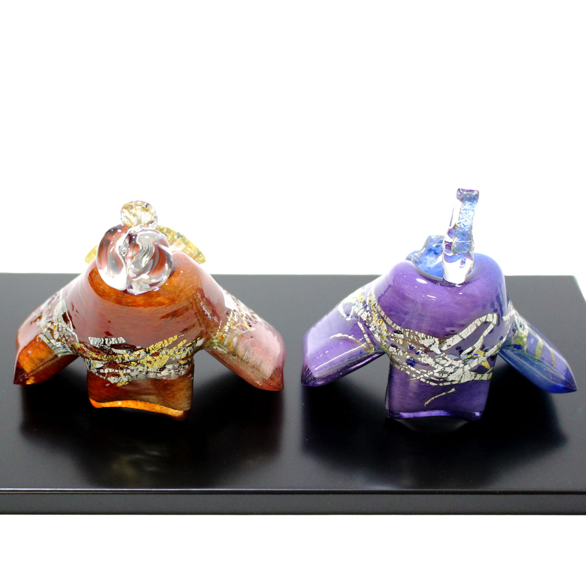 ガラスのお雛様 咲きひとえ雛 雪洞（ぼんぼり）付き SAIZOU GLASS LABO