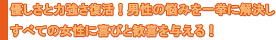 優しさと力強さ復活！男性の悩みを一挙に解決する！