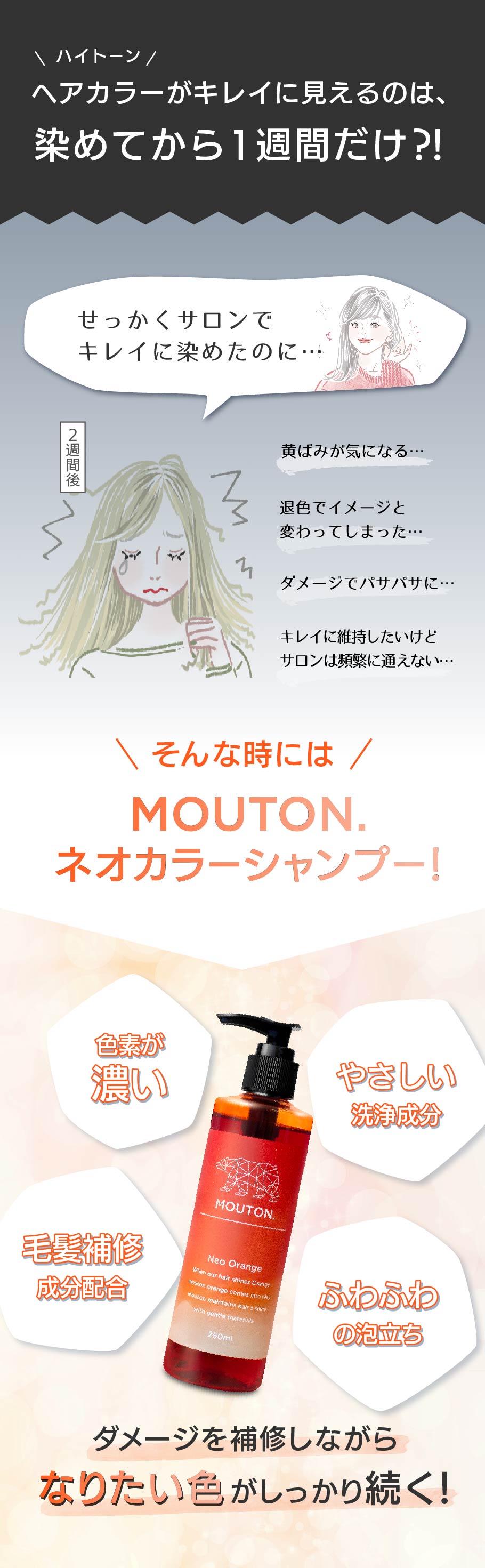 美容室専売品 ネオオレンジシャンプー カラーシャンプー