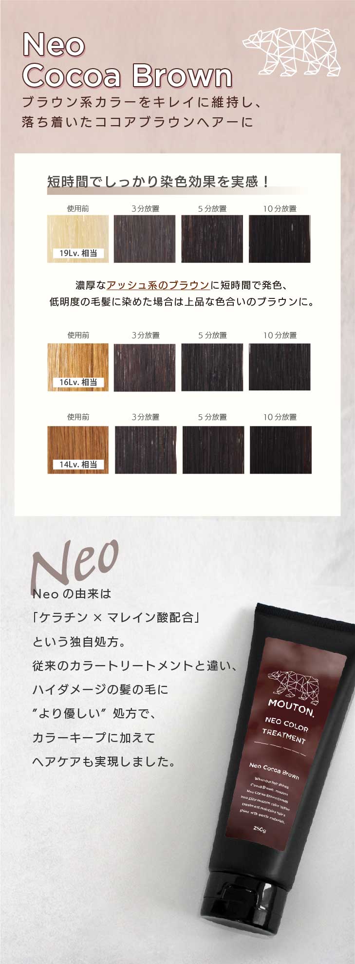 ネオ カラーバター ココアブラウン MOUTON 250g カラートリートメント