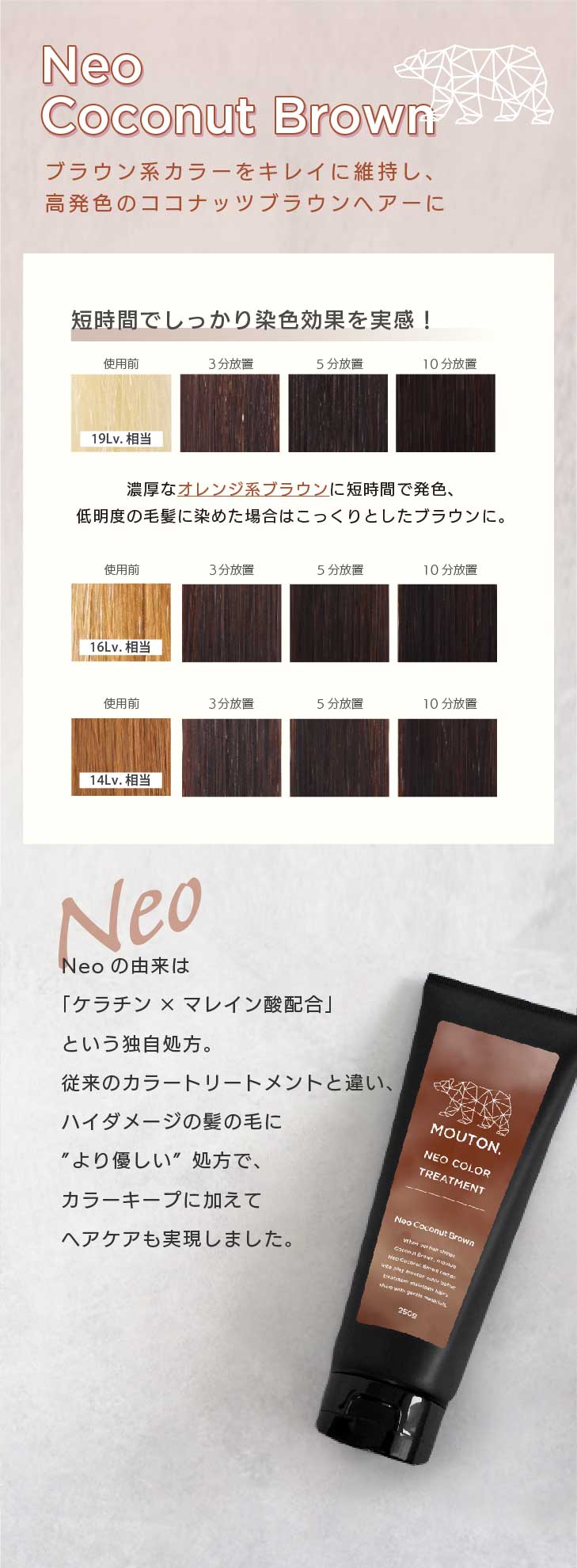 ネオ カラーバター ココナッツブラウン MOUTON 250g カラー