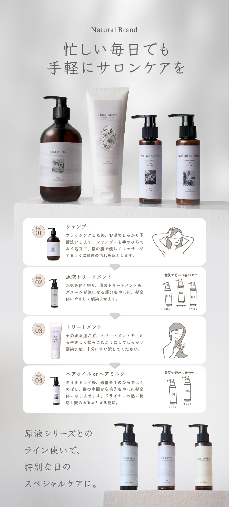Natural Brand ヘマチン ケラチンシャンプー 500mL アミノ酸 ノン