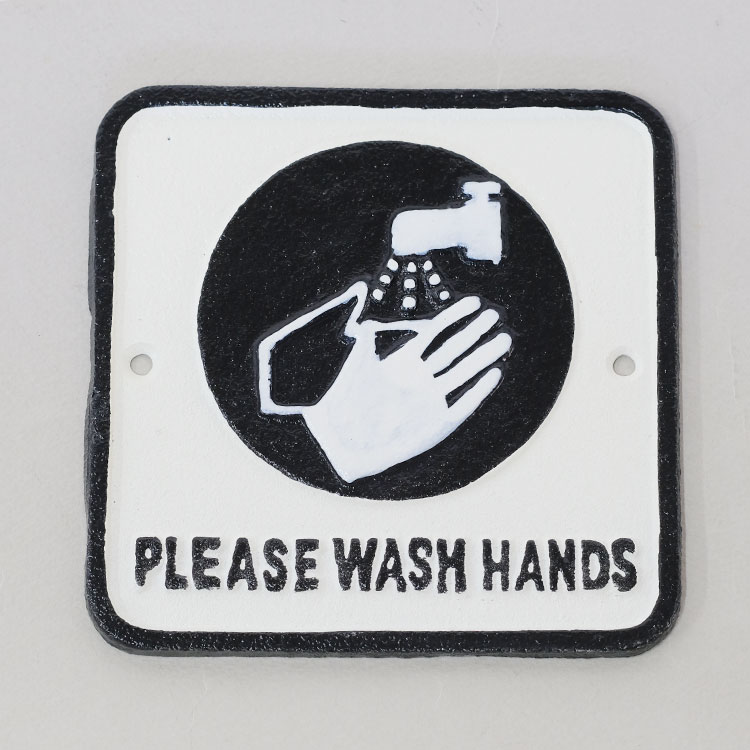 メール便配送可 アイアンプレートWASHHANDS オーナメント、オブジェ