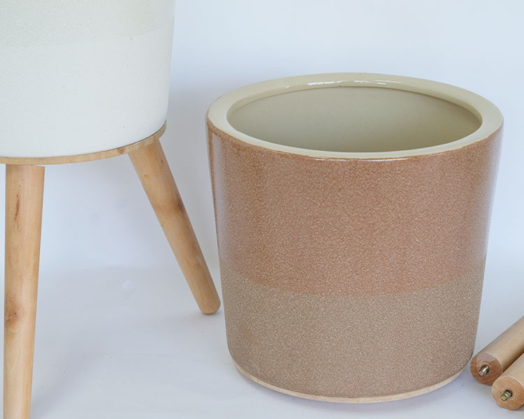 植木鉢 おしゃれ エルナ40 木製脚付き鉢カバーフラワースタンド 室内用