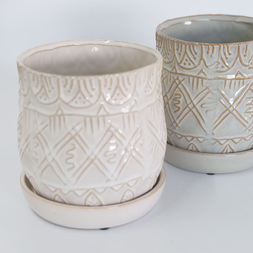 植木鉢 おしゃれ フェミニンS12 受皿付 径13cm 高13cm セミックポット