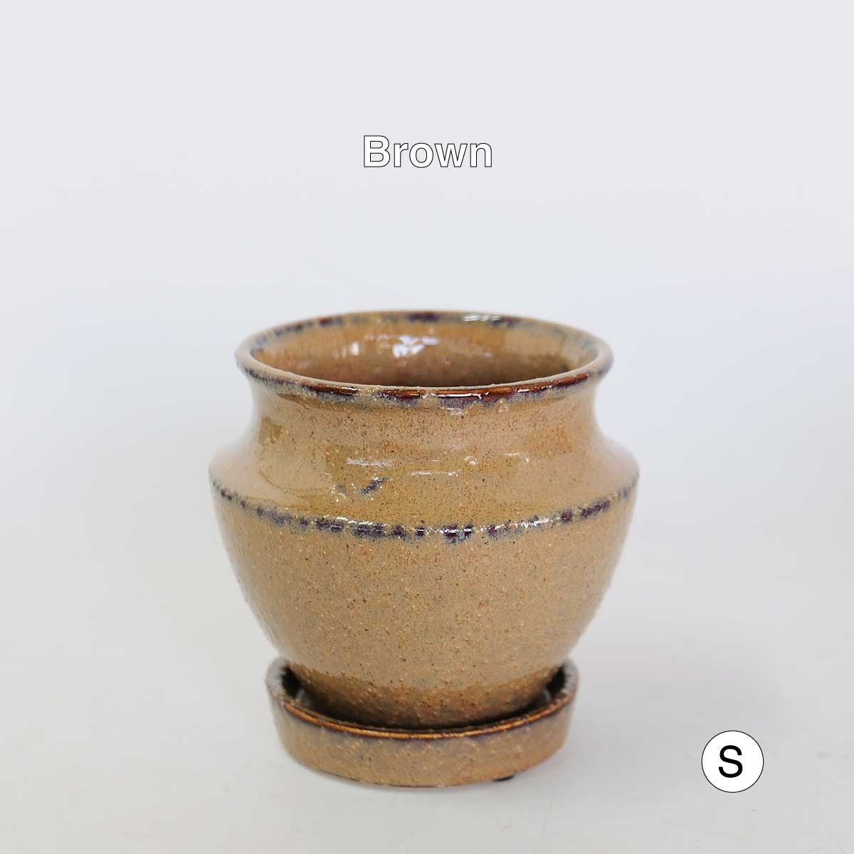 Atmosphere JarPot 【S/M】受皿付き 底穴有り 壺型 シンプル 植木鉢