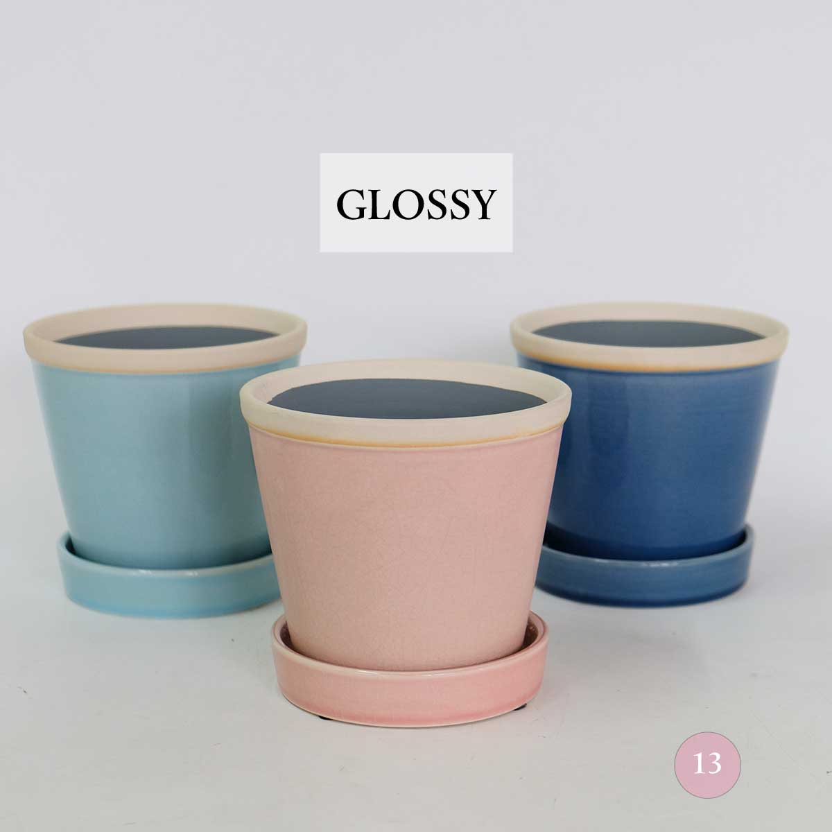 glossy pot 13 植木鉢 おしゃれ 陶器鉢 パステルカラー カラフル 室内