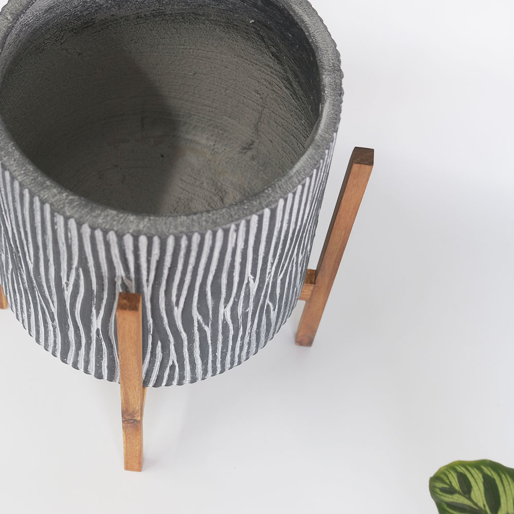 ファイバーセメント chisel 26 鉢カバースタンド 付き 鉢台 植木鉢