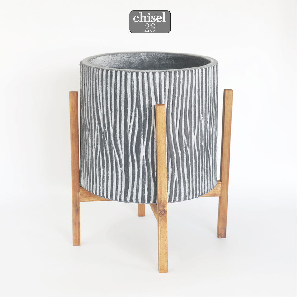 ファイバーセメント chisel 26 鉢カバースタンド 付き 鉢台 植木鉢