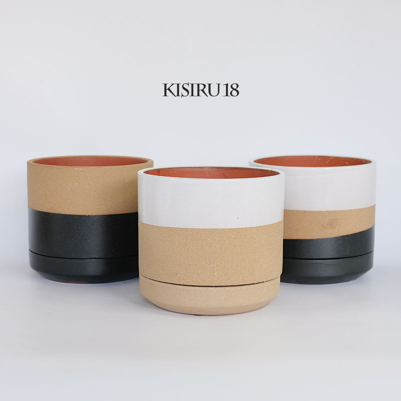 おしゃれ 陶器鉢 キルシ18受皿付 植木鉢 セラミック 鉢 径18cm 高16.5