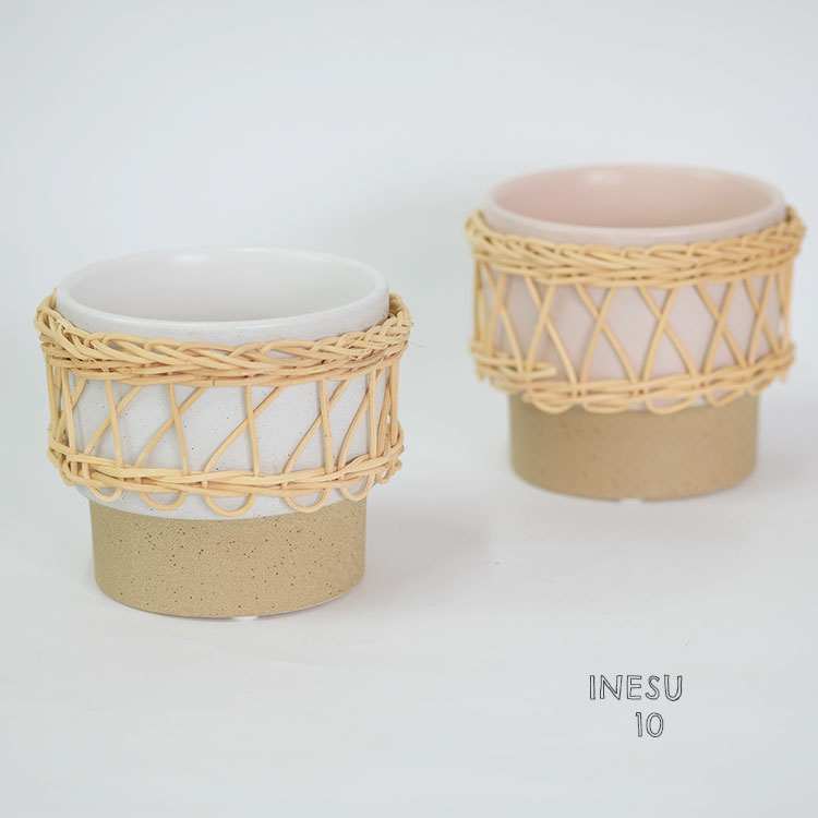 おしゃれ 植木鉢 イーネス24 ポットカバー 陶器 セラミック 底穴