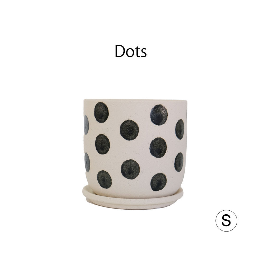 植木鉢 おしゃれ Kuvio Stripe/Dots 陶器鉢 かわいい 受皿付 トロンコ