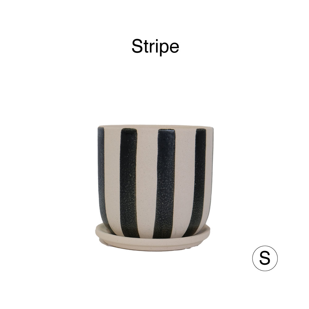 植木鉢 おしゃれ Kuvio Stripe/Dots 陶器鉢 かわいい 受皿付 トロンコ