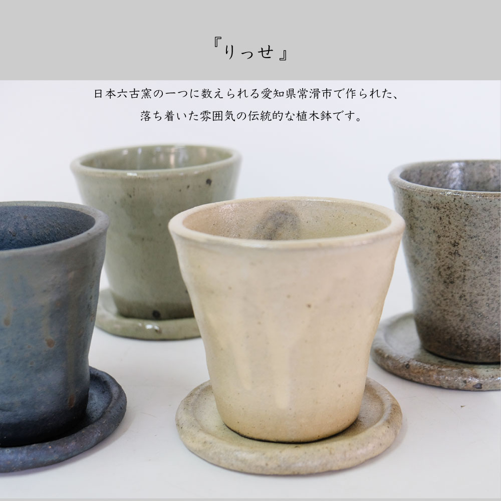 植木鉢 Lisse りっせ10 陶器鉢 常滑 和風 径10.5cm 高10.5cm 底穴あり