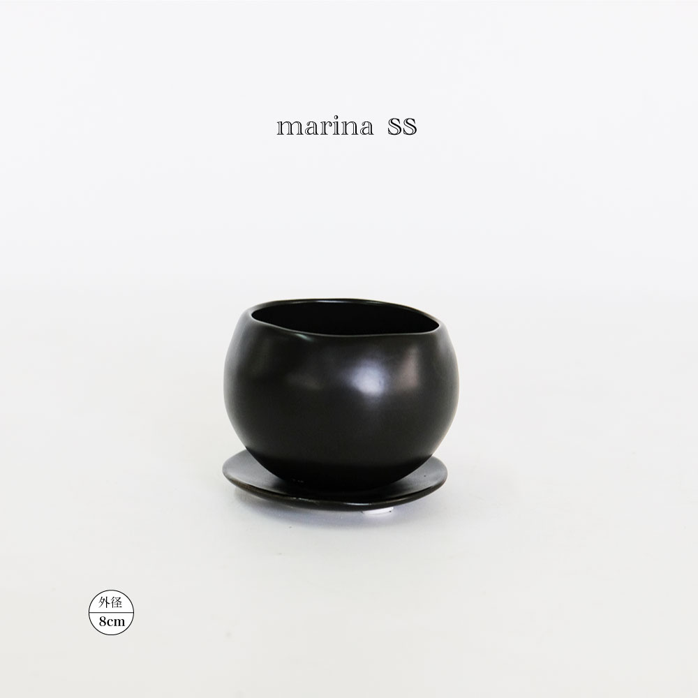 植木鉢 おしゃれ マリナ受皿付 ss-M 陶器 和風 セラミック 釉薬 径8cm