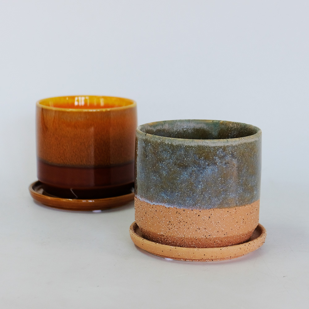 植木鉢 おしゃれ 陶器鉢 メルヤ11 受皿付 セラミック 北欧 径11cm 高