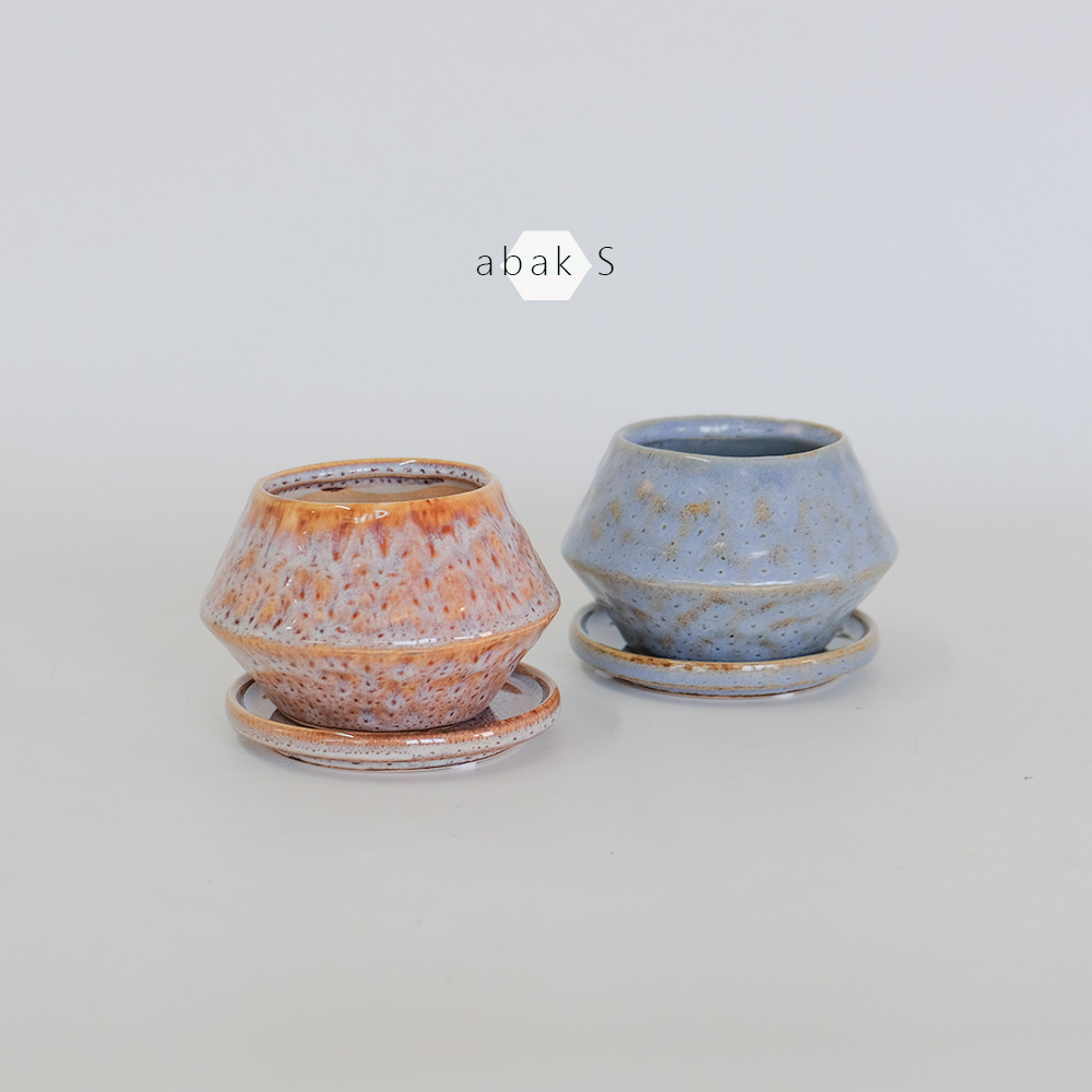 植木鉢 かわいい アバック S 陶器鉢 受皿付 径6cm 高7cm
