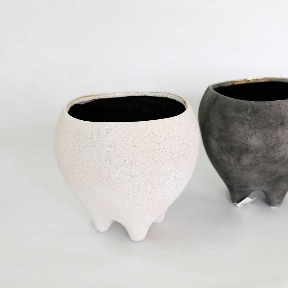 はなのさとL 植木鉢 おしゃれ セラミック 和洋折衷 底穴あり 径17.5cm