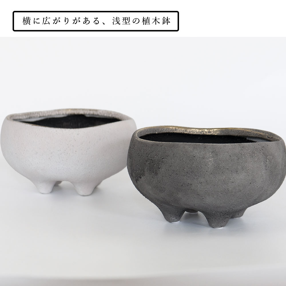 はなのさと浅型 植木鉢 おしゃれ セラミック鉢 和 径17.5cm 高10cm 底