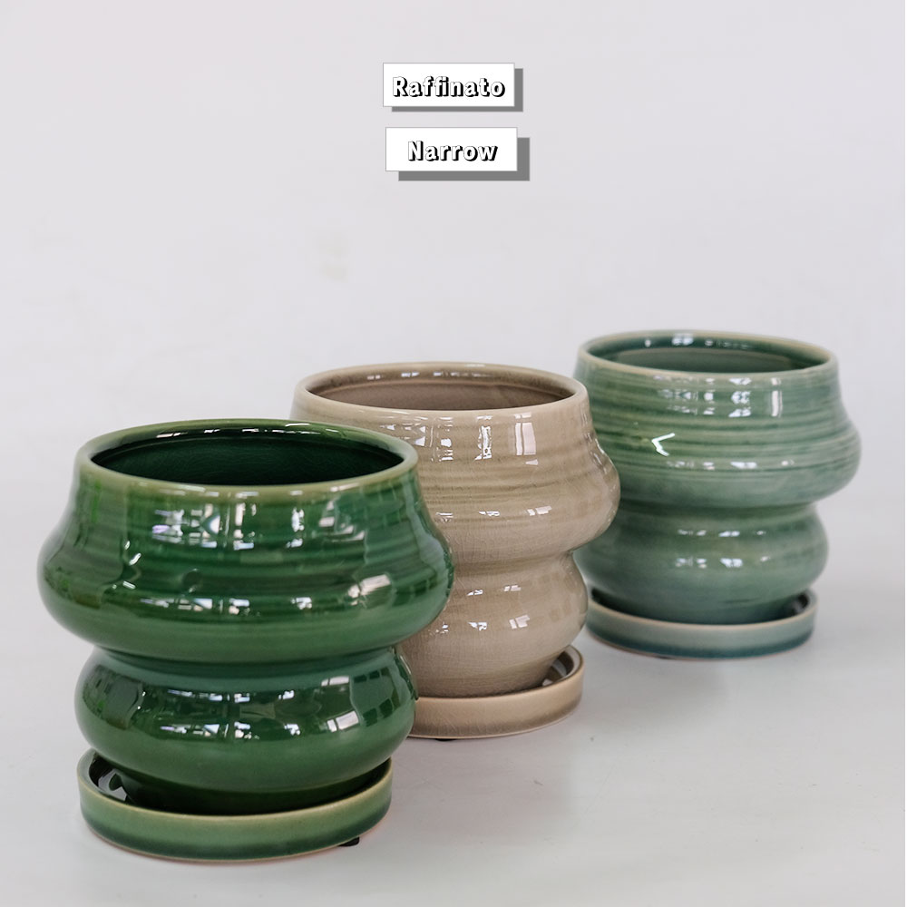 植木鉢おしゃれ rafinato Narrow 12 受皿付 径12cm 高11cm 底穴あり