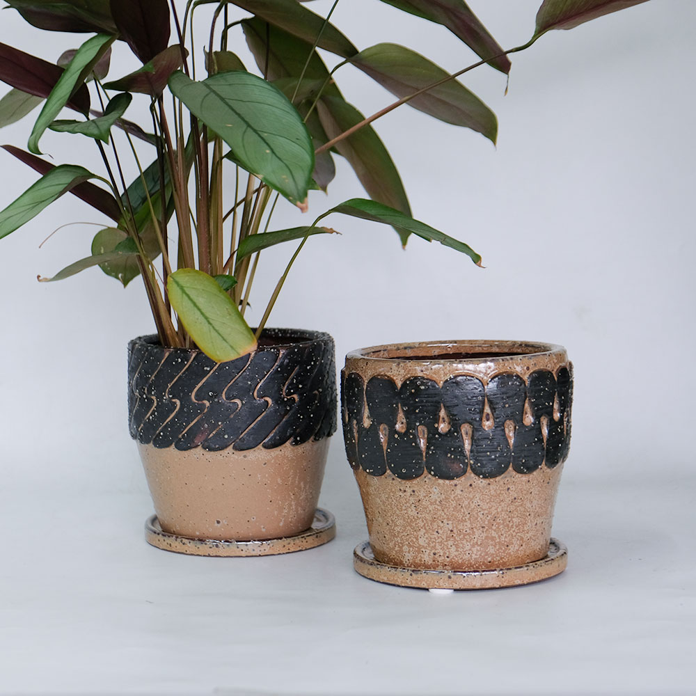 ひょうたん型ベージュ陶器 植木鉢 Eartn Color Pot 陶器 ベージュトーン アースカラー 懸崖