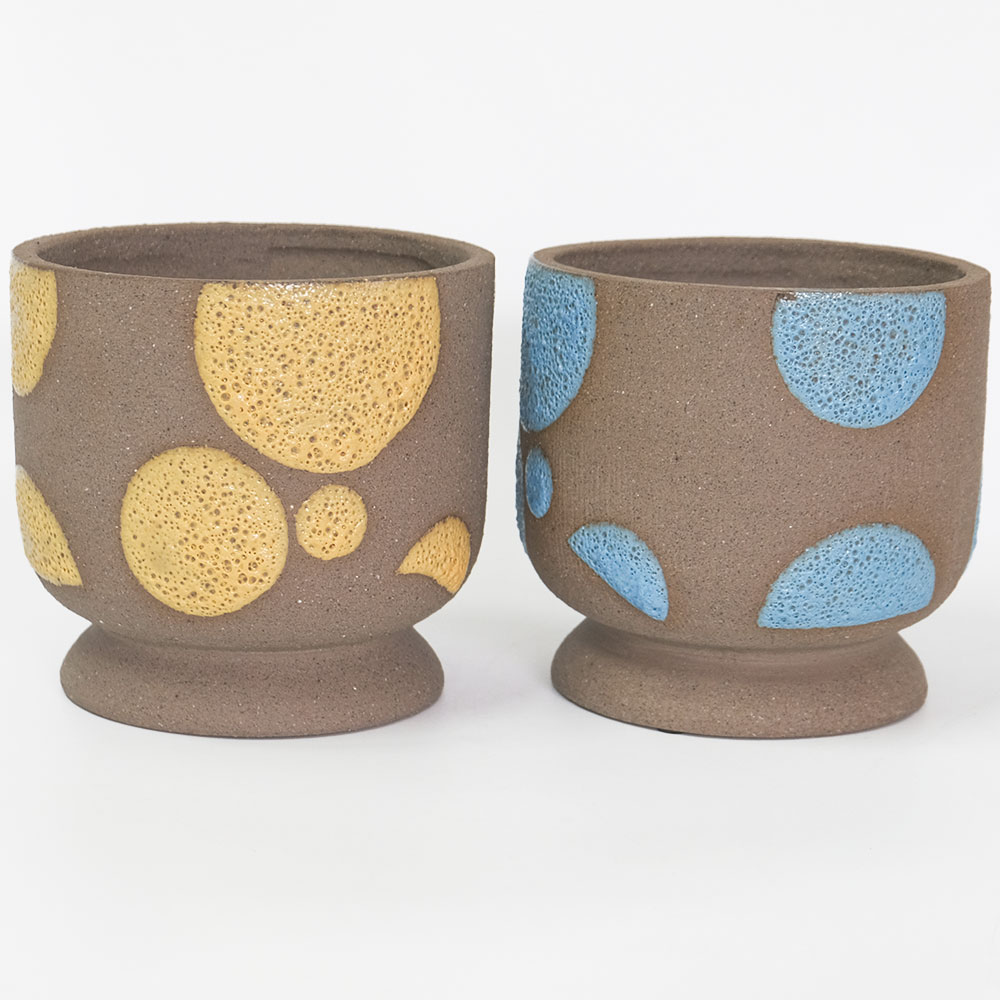 陶器のポットカバー★日本製 植木鉢 Coffee Clay Pot 陶器 おしゃれ ポップ 鉢カバー 懸崖4号鉢用