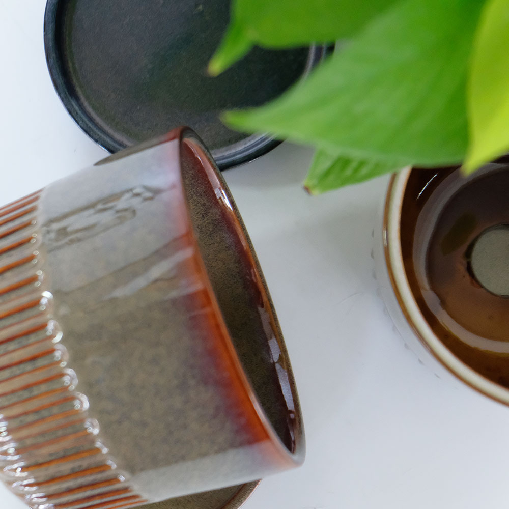 植木鉢 おしゃれ STREAK POT & SAUCER 12cm 4号 陶器鉢 受皿付 シック