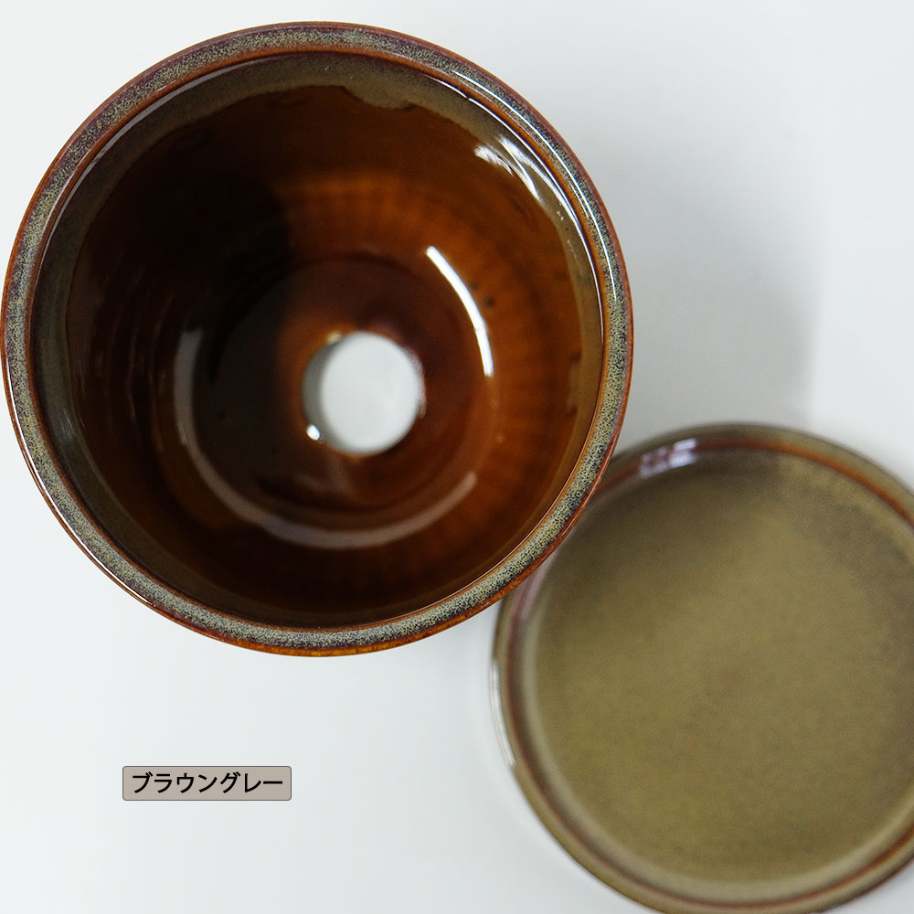 植木鉢 おしゃれ STREAK POT & SAUCER 12cm 4号 陶器鉢 受皿付 シック