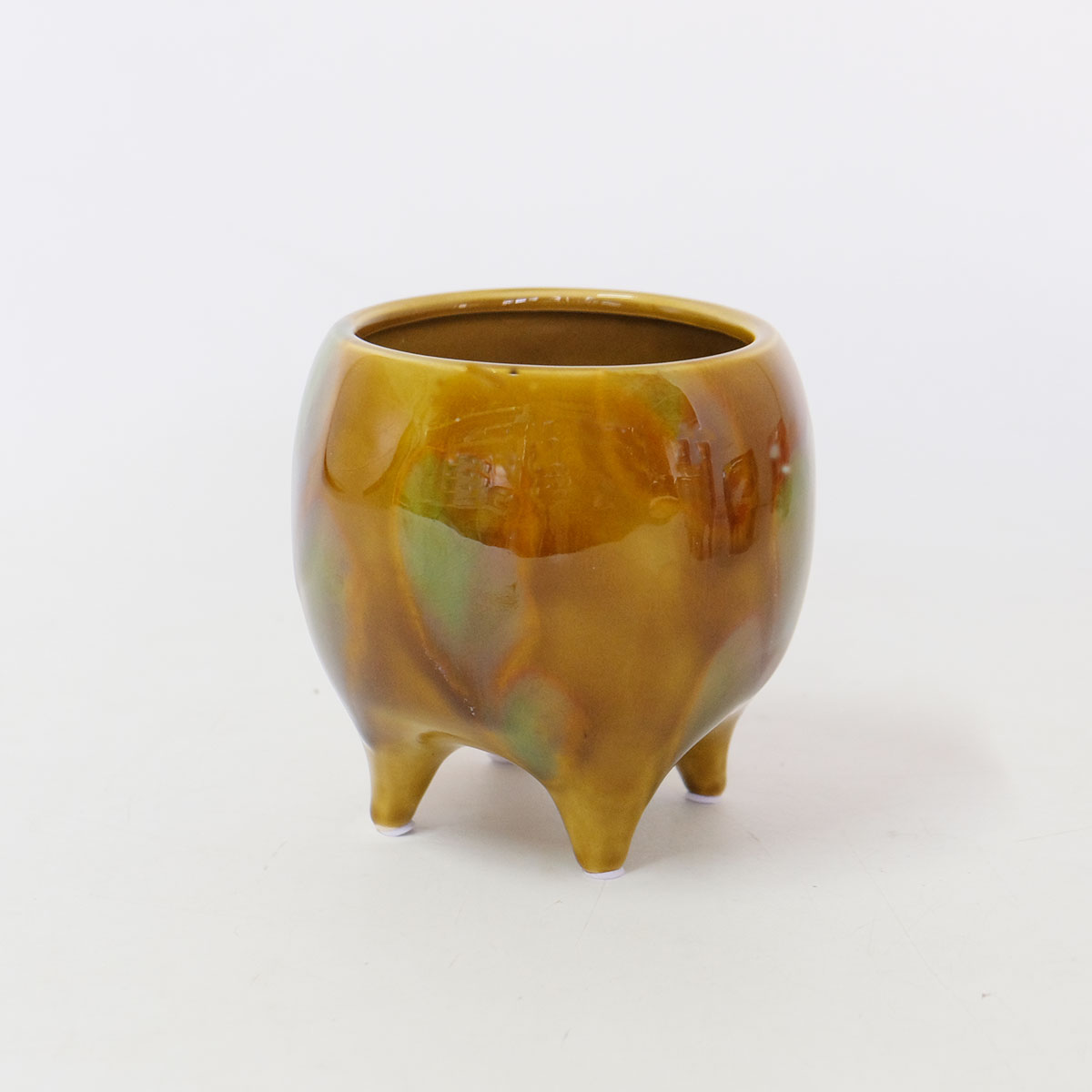 Legato 底穴有り 陶器 植木鉢 おしゃれ ペイント 4つ脚 径13.8cm 高