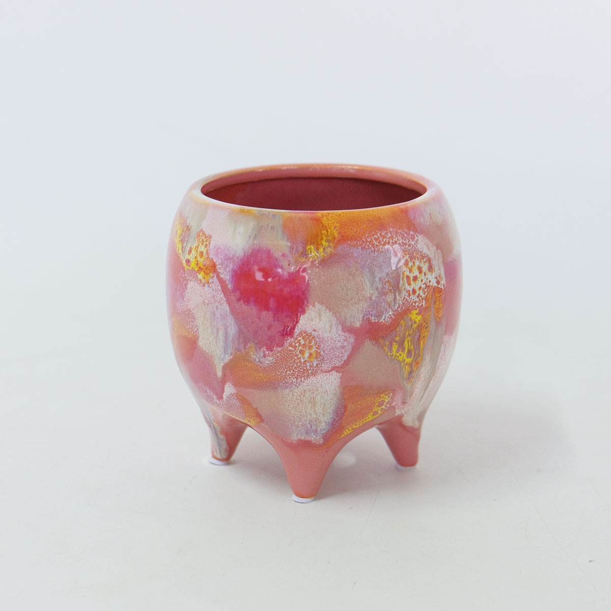 Legato 底穴有り 陶器 植木鉢 おしゃれ ペイント 4つ脚 径13.8cm 高