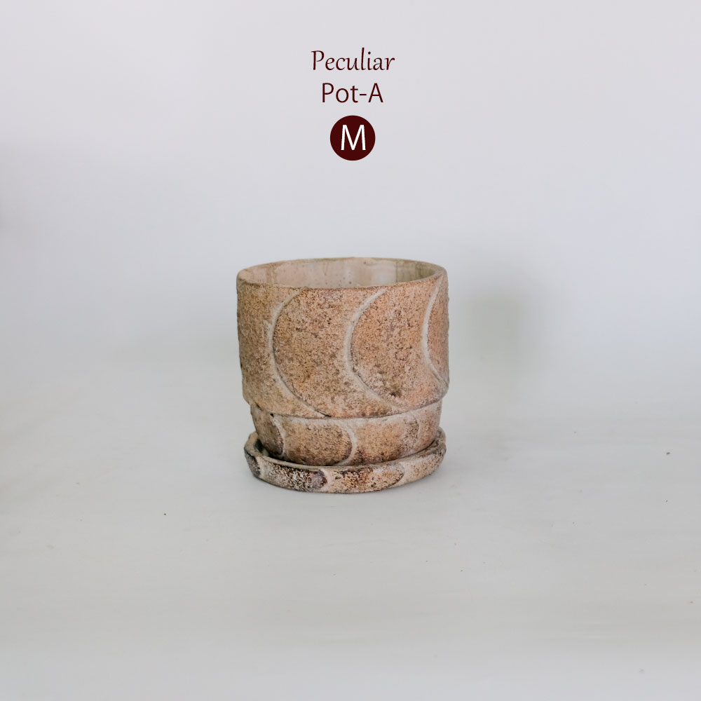 植木鉢 おしゃれ 石材調 ごつごつ 岩肌 Peculiar 受皿付 径13.5-14.5cm