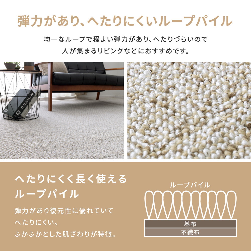 防炎・撥水付き国産高機能カーペット 江戸間 6帖（261×352）
