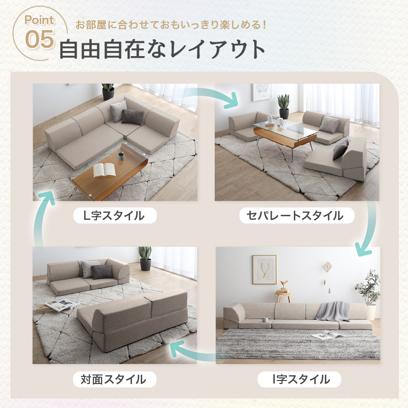 ローソファ 2人掛け 3人掛け 4人掛け L字 コーナーフロアソファ セット