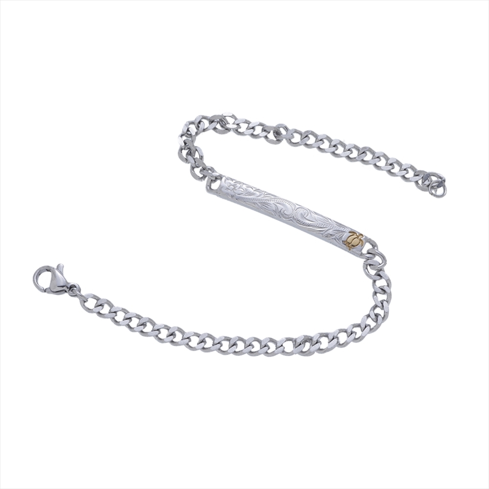 ハワイアン ブレス ブレスレット レディース メンズ ペア アクセサリー ステンレス ウミガメ ホヌ 金属アレルギー 対応 プルメリア 波 | Pure | 02