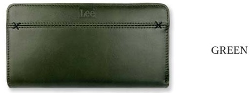 グリーン Lee リー クロスステッチ ラウンド 長財布 リアルレザー0691 Lee（リー） 長財布 ラウンドファスナー クロスステッチデザイン