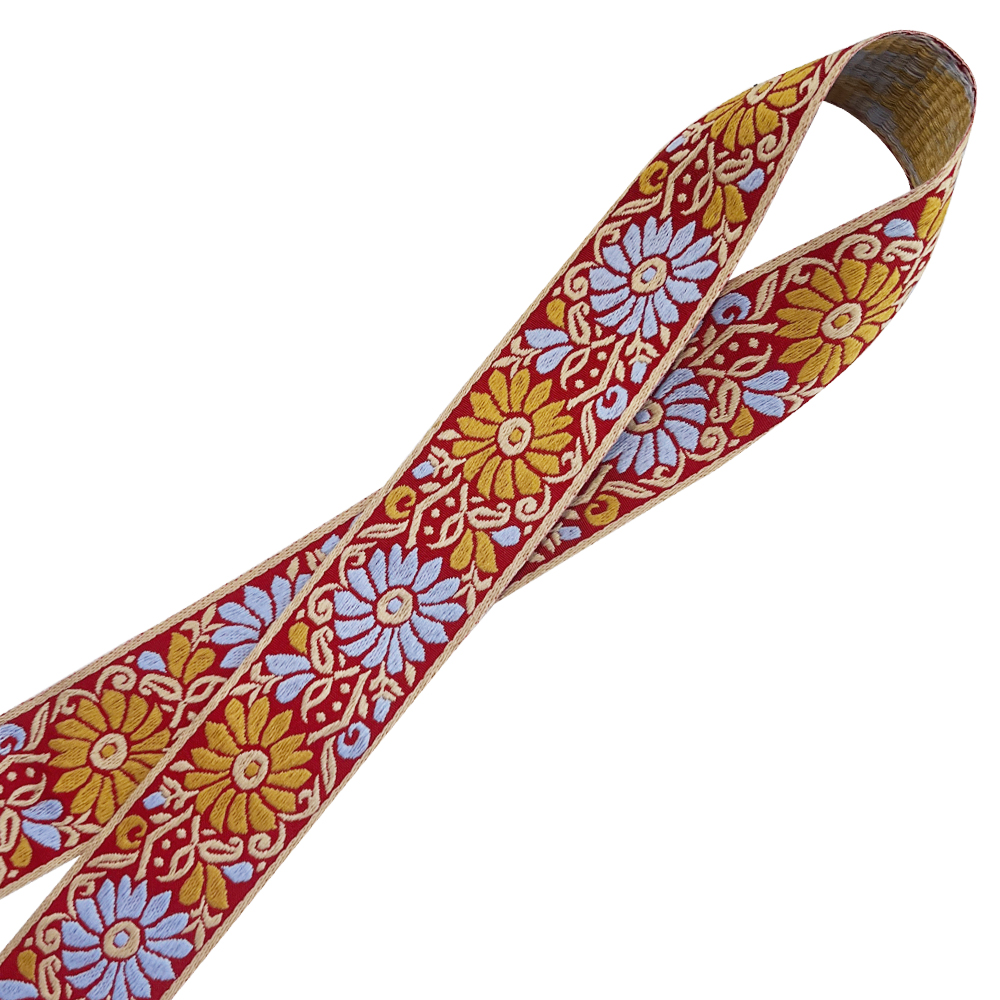 チロリアンテープ 幅40mm 幅広 赤 オレンジ 水色 花柄 幅広