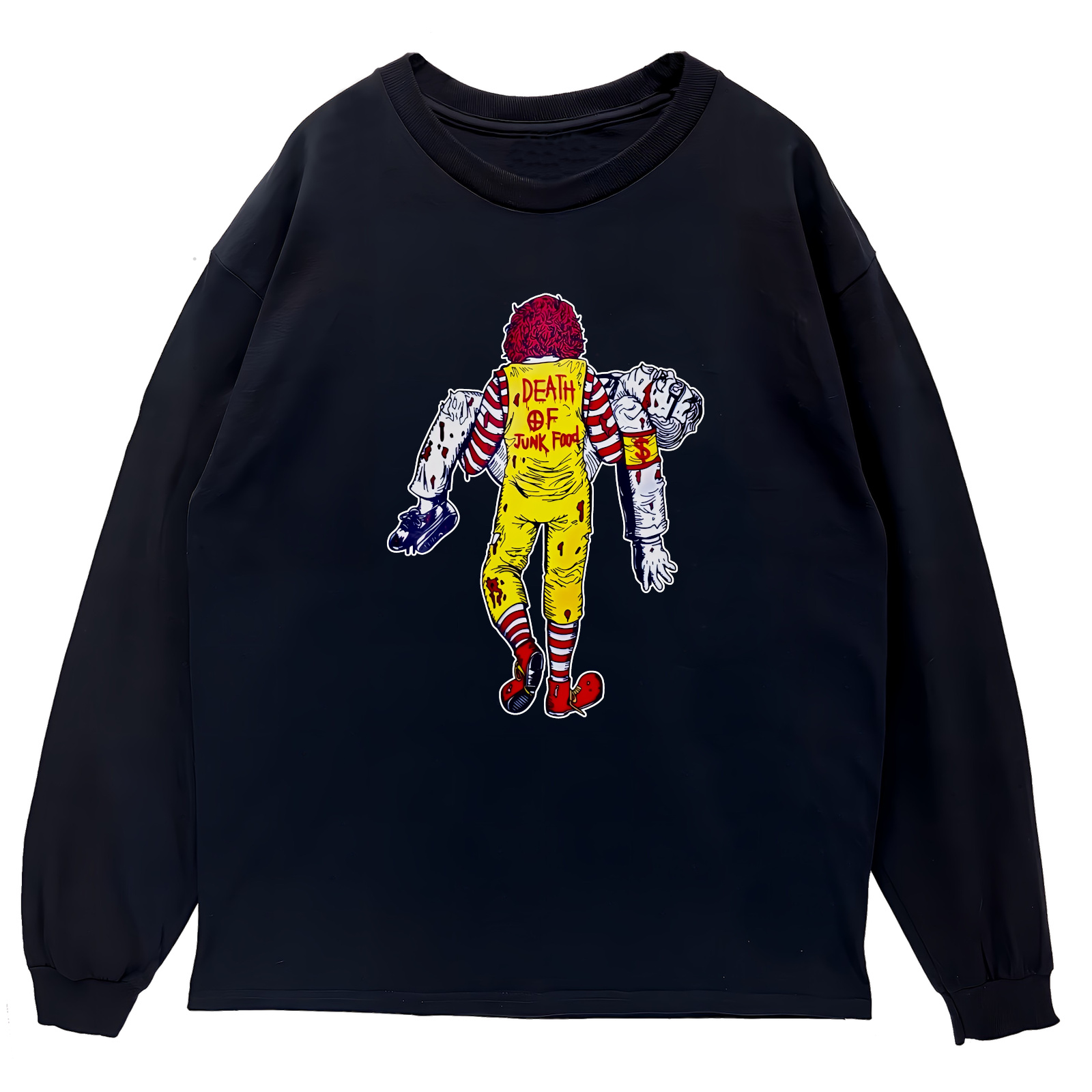 リブあり]カーネルDEATH ロンT 長袖 ロングスリーブ Tシャツ 白 黒