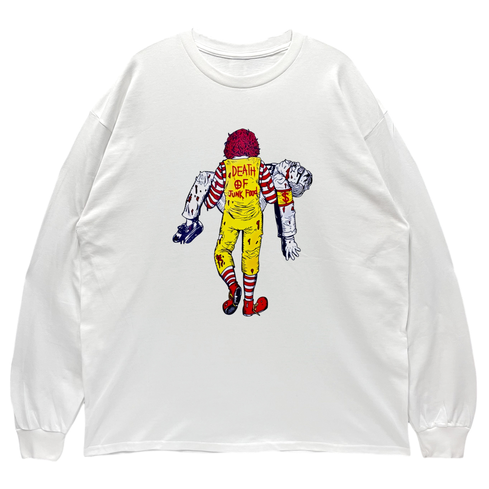 リブあり]カーネルDEATH ロンT 長袖 ロングスリーブ Tシャツ 白 黒