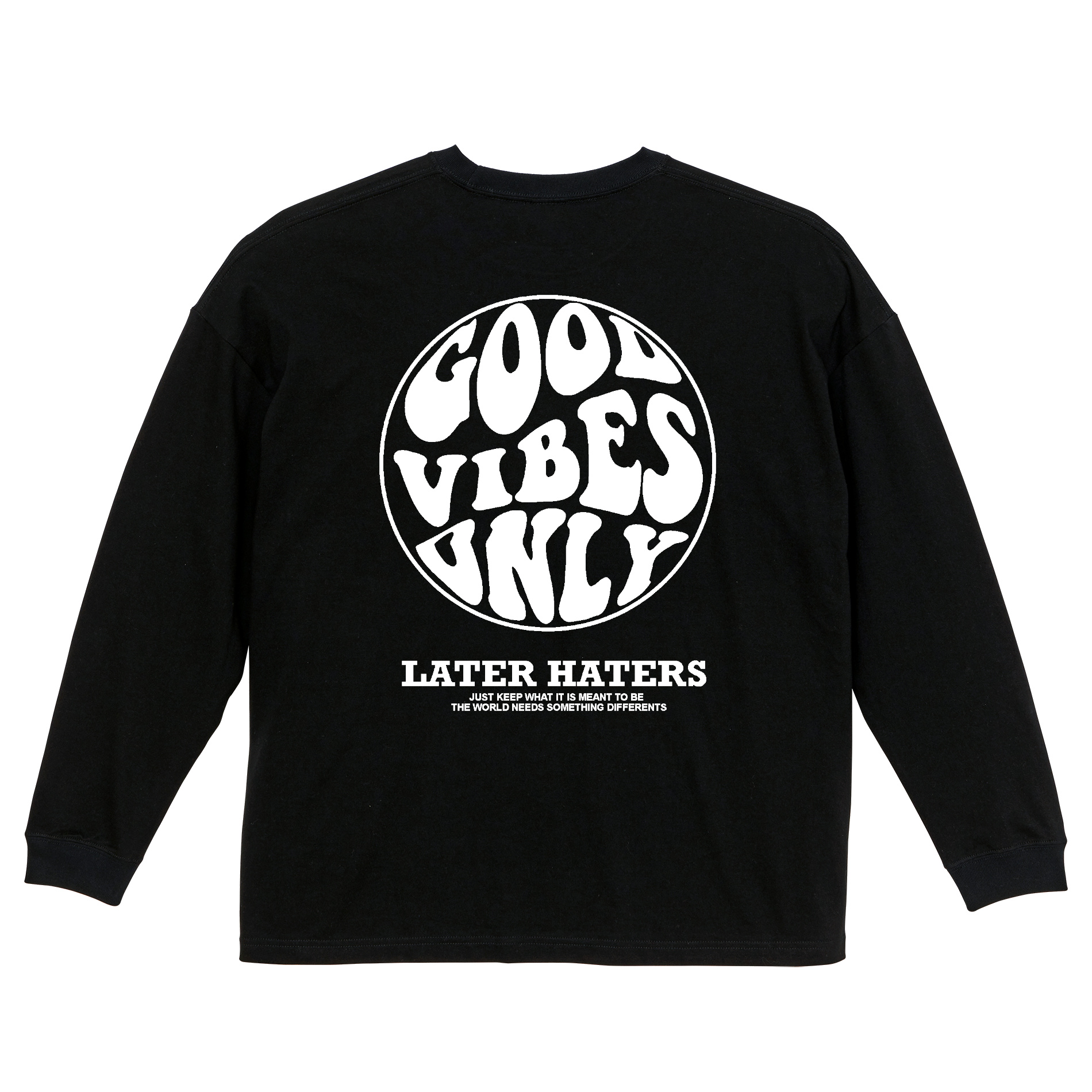 リブあり][ビッグシルエット]GOOD VIBES ONLY ロンT 長袖 ロング