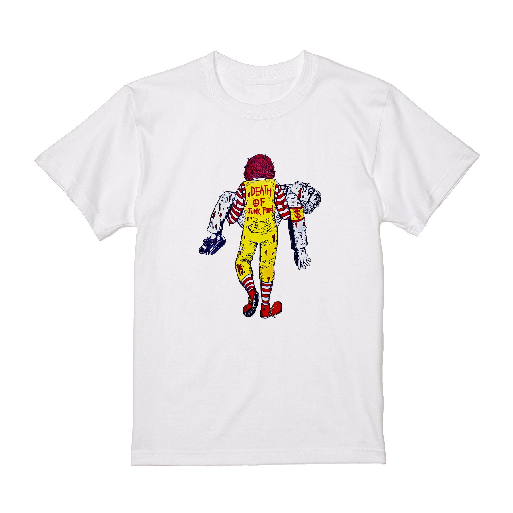 カーネルDEATH ドナルド Tシャツ 半袖 白 黒 大阪名物 ギャグ ネタ 