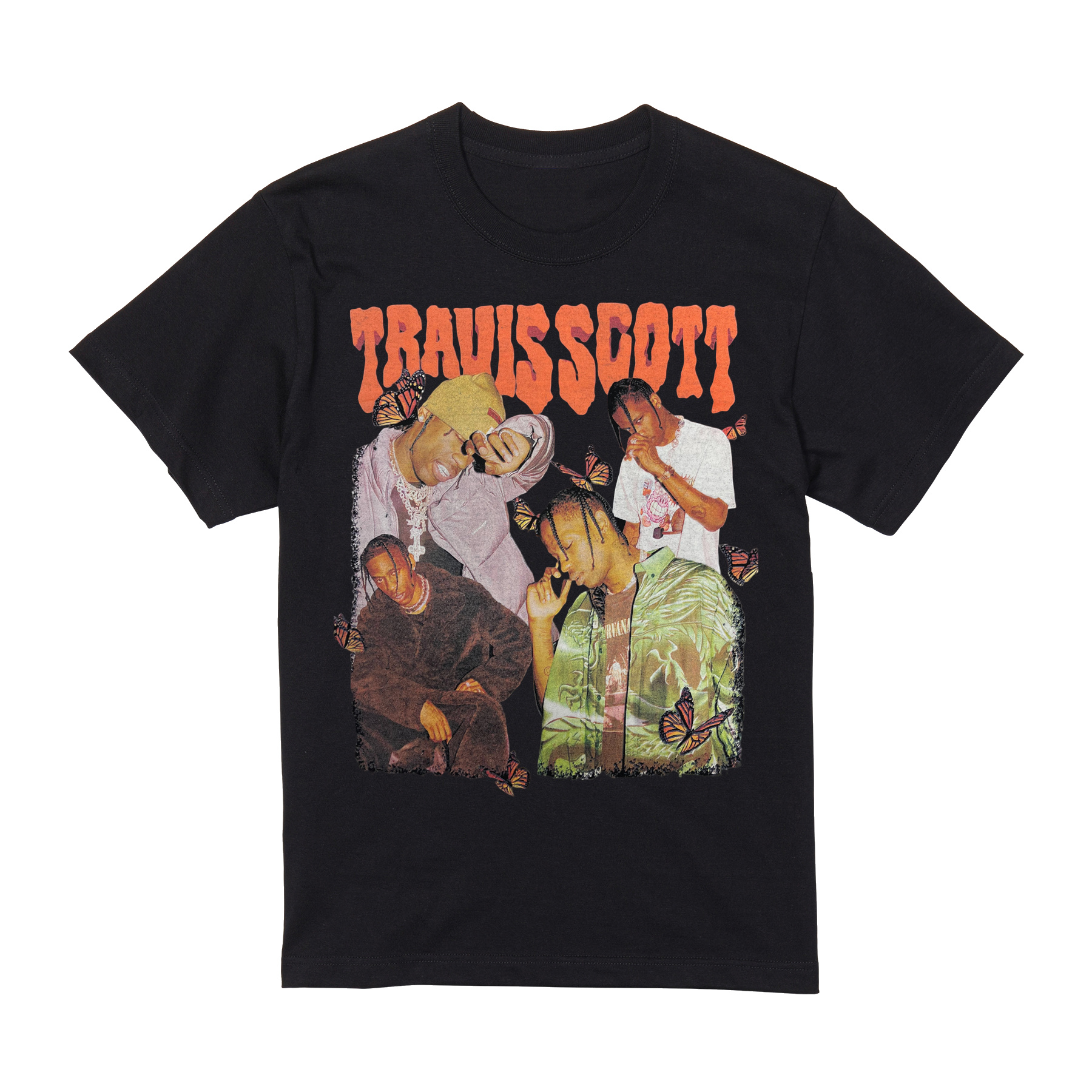 トラヴィススコット Travis Scott ラップ Tシャツ 半袖 白 黒 90年代 ヒップホップ ビンテージ プリント ストリート 厚め しっかり生地 ゆったり 大きめサイズ｜blackrebelstore｜02